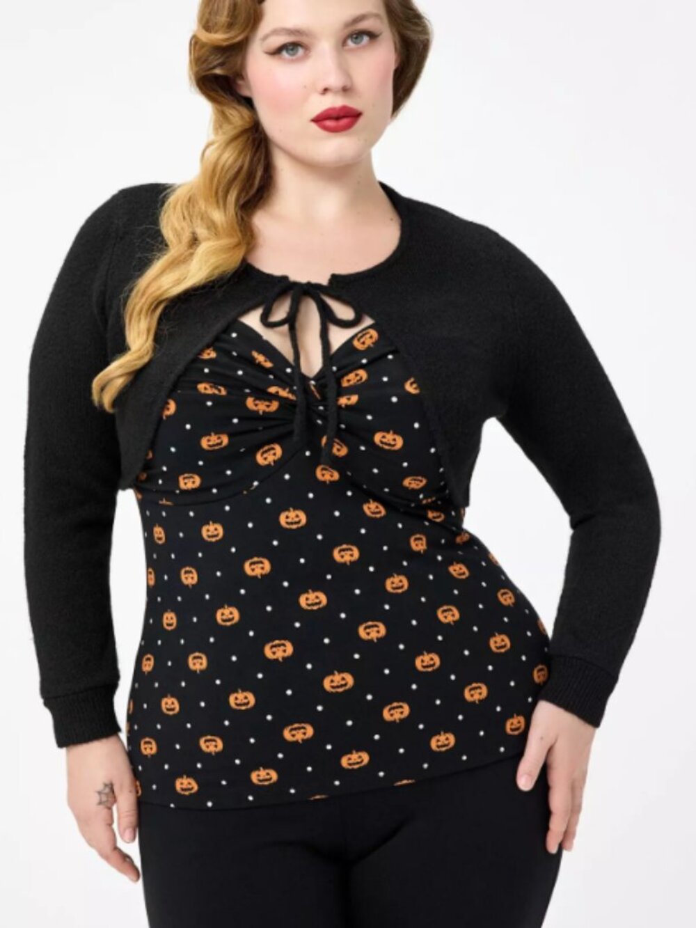 Torrid Retro Chic Deep Black Tie-Front Shrug